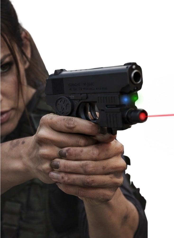 Premium Black Soccom Hand PUBG Pistol BB Gun with Laser Light Attachment and 200 BB Pellets – Handheld Shooting Toy for Target Practice, Pack of 1 Gun with Pellet Bottle - Image 4